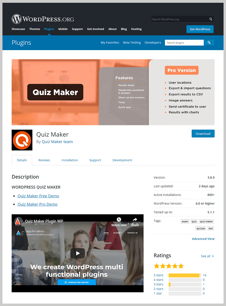 Quiz Maker - Online Exam WordPress Plugins