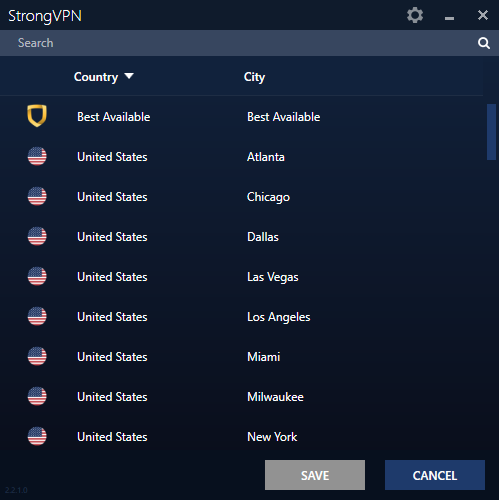 StrongVPN - Servers