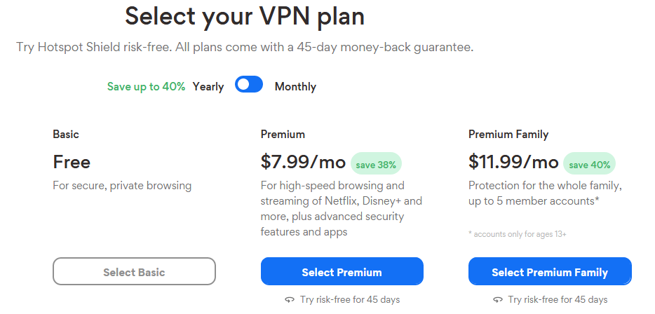 VPN - Deals - Hotspot - Shield - Pricing