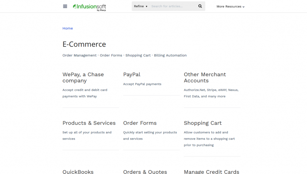 Keap - eCommerce