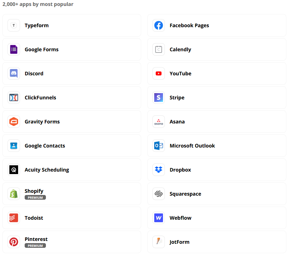 Zapier - Apps