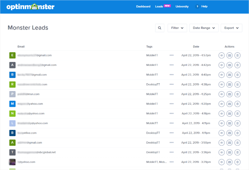 OptinMonster - LeadCapture - Dashboard