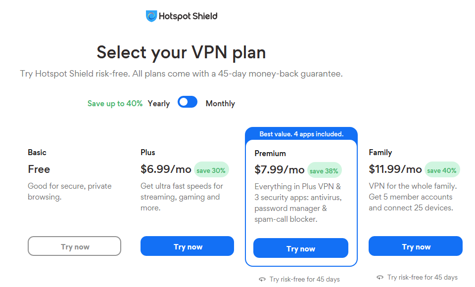 VPN - Deals - Hotspot - Shield - Pricing