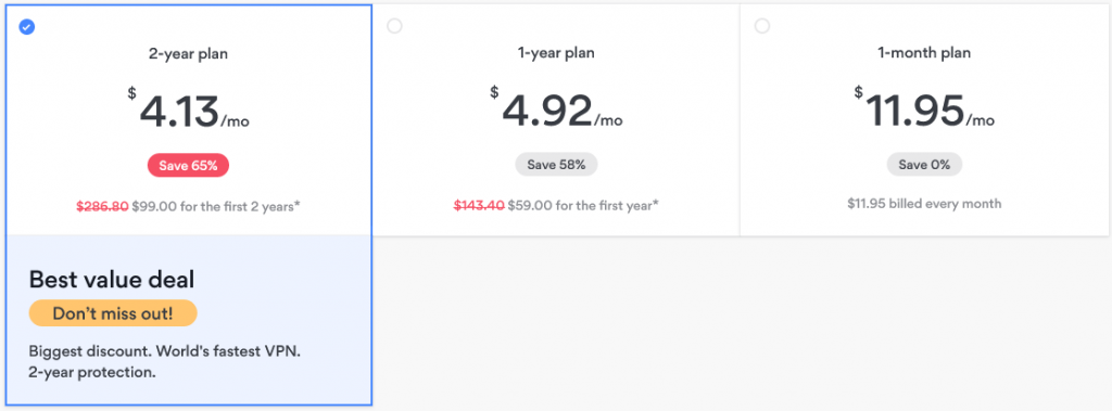 VPN - Deals - NordVPN - Pricing