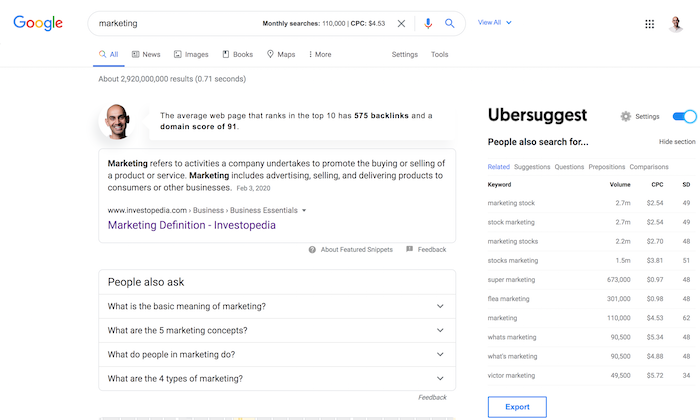 Ubersuggest Research
