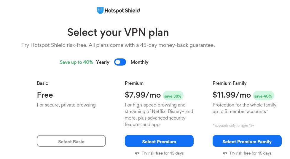 VPN - Deals - Hotspot - Shield - Pricing