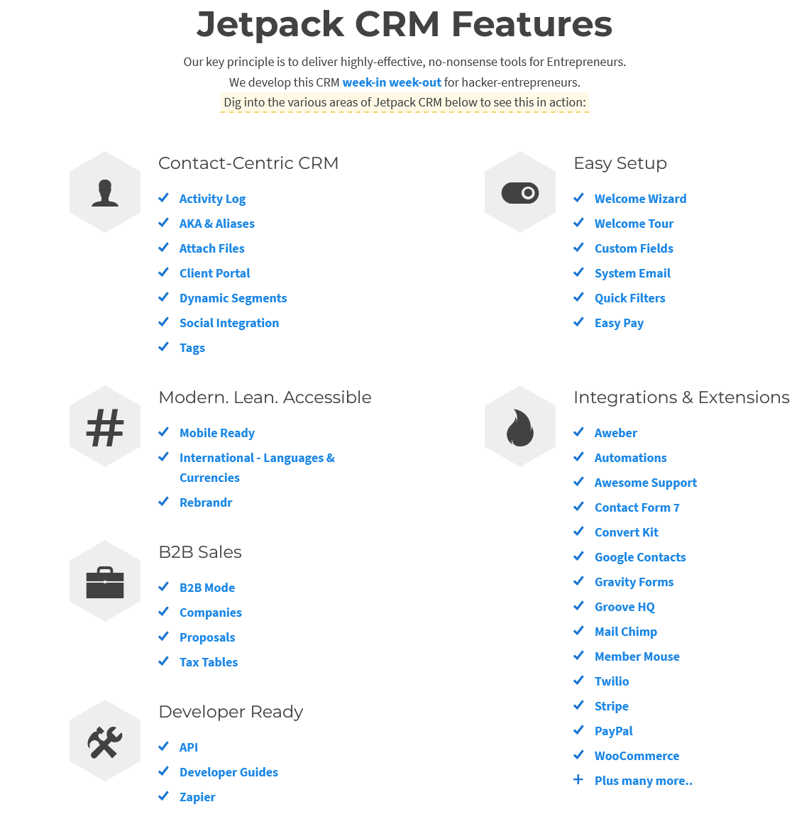 Jetpack CRM Features