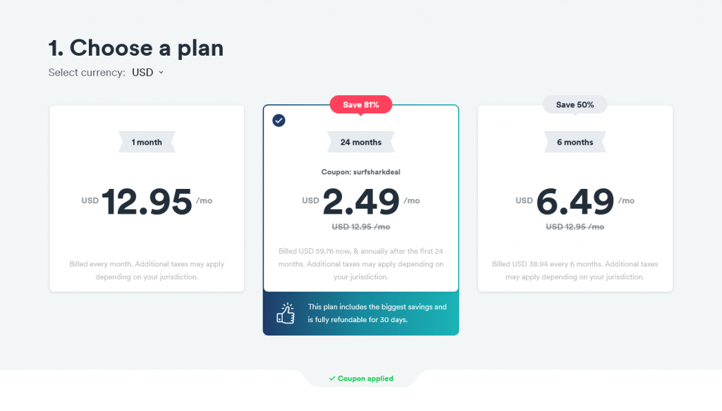 Surfshark - VPN - Pricing