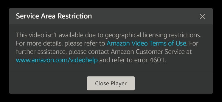 Amazon-Prime-Restriction - Geolocation-Error