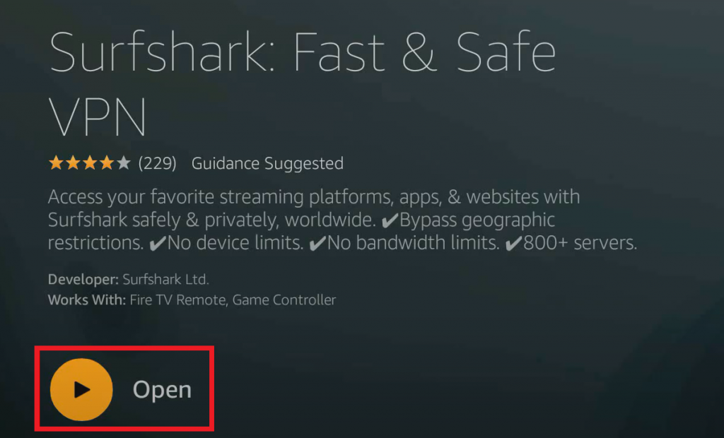 Surfshark-For-Firestick - Open-Surfshark-App