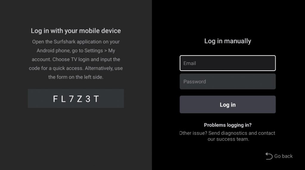 Surfshark-For-Firestick - Enter-One-Time-Code