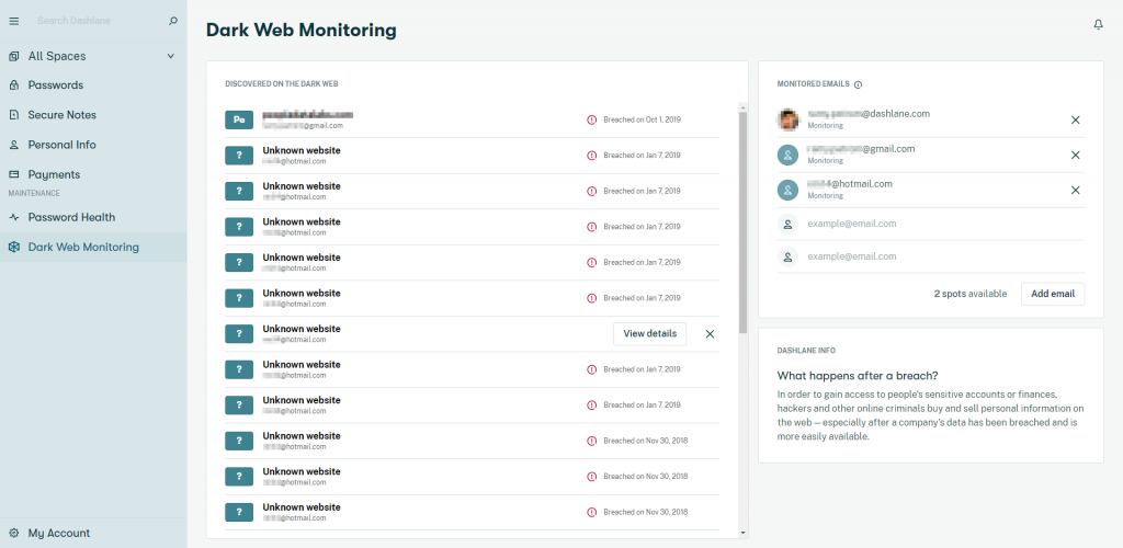 Dashlane - Dark-Web-Monitoring