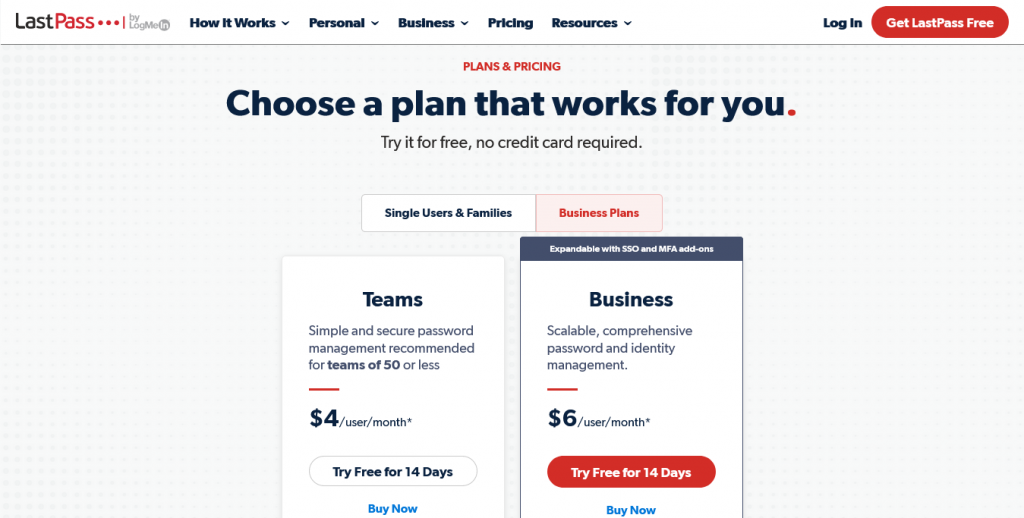 LastPass - Business-Pricing