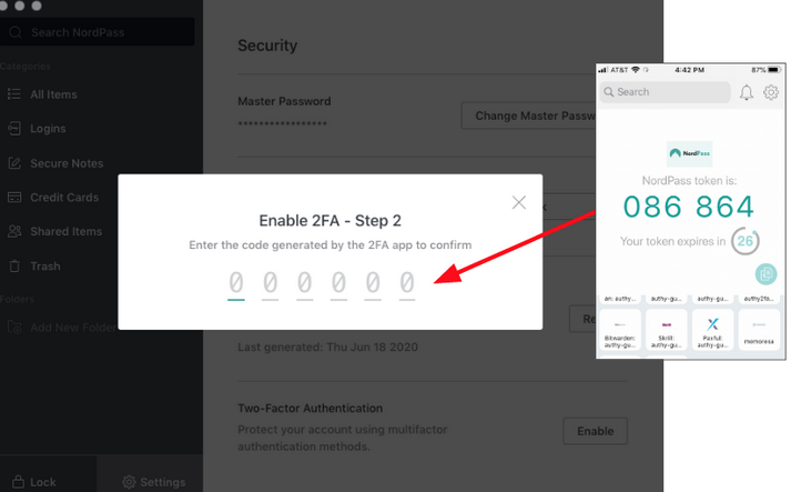 NordPass - 2-Factor-Authentication